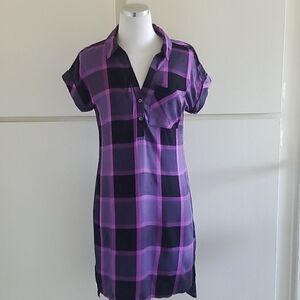 rock and republic purple dress Xs Rock & Republic women's purple and black plaid flannel mini dress